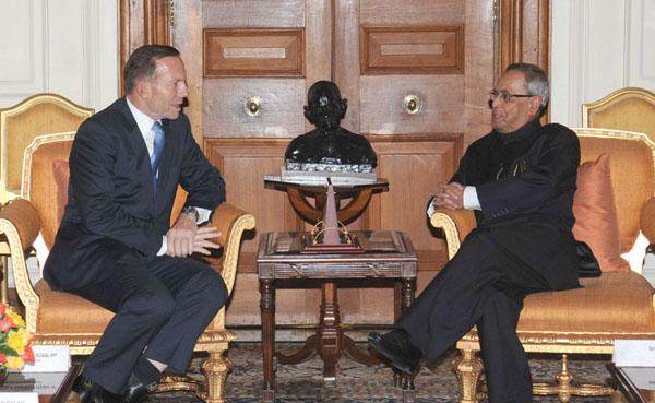 Australian PM calls on Pranab Mukherjee